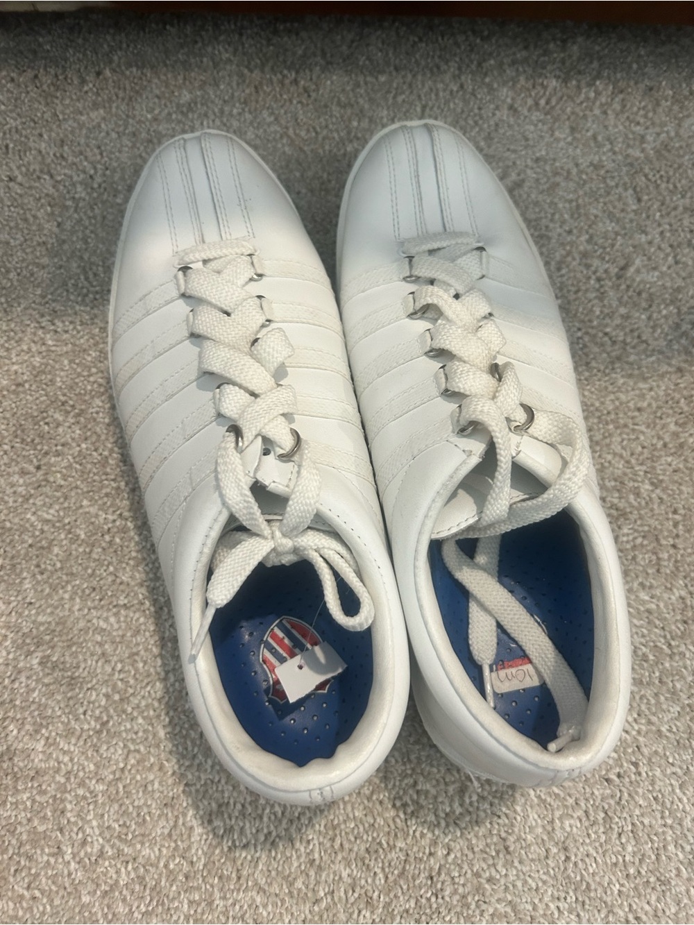 K-Swiss White Leather Lace-Up Sneakers